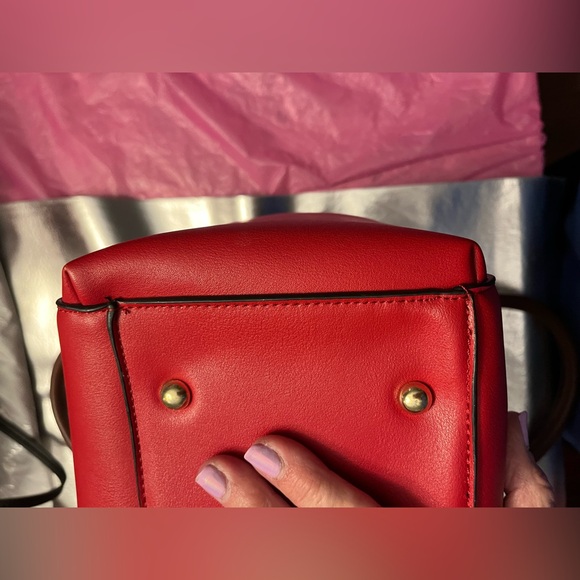 Michael Kors Red With Brown Trim Crossbody/Shoulder Satchel - Picture 9 of 14